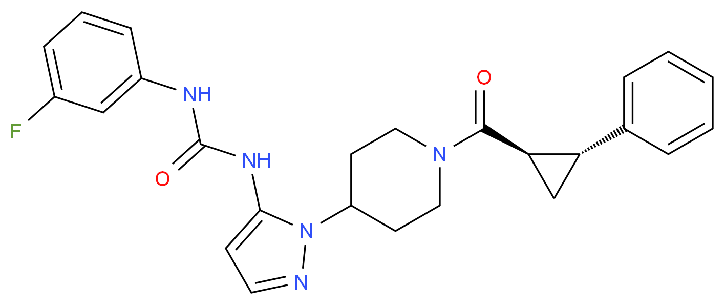 N-(3-fluorophenyl)-N'-[1-(1-{[(1R*,2R*)-2-phenylcyclopropyl]carbonyl}-4-piperidinyl)-1H-pyrazol-5-yl]urea_Molecular_structure_CAS_)