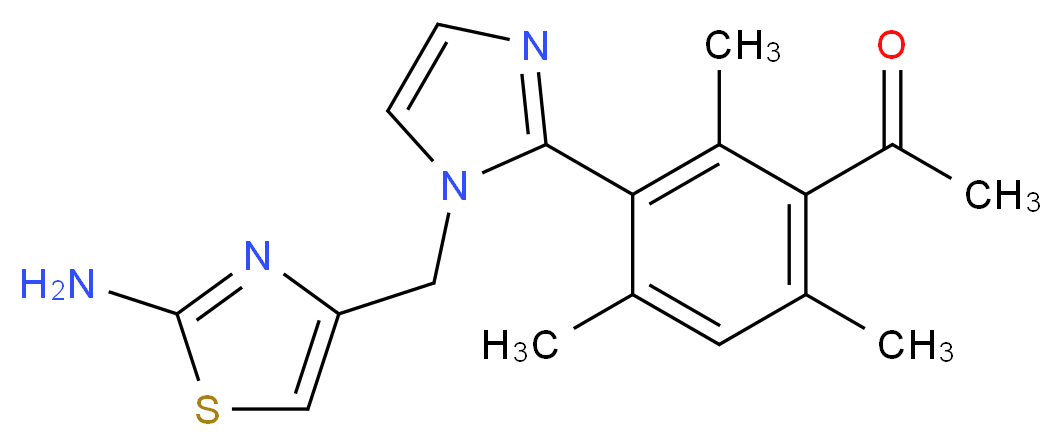 1-(3-{1-[(2-amino-1,3-thiazol-4-yl)methyl]-1H-imidazol-2-yl}-2,4,6-trimethylphenyl)ethanone_Molecular_structure_CAS_)