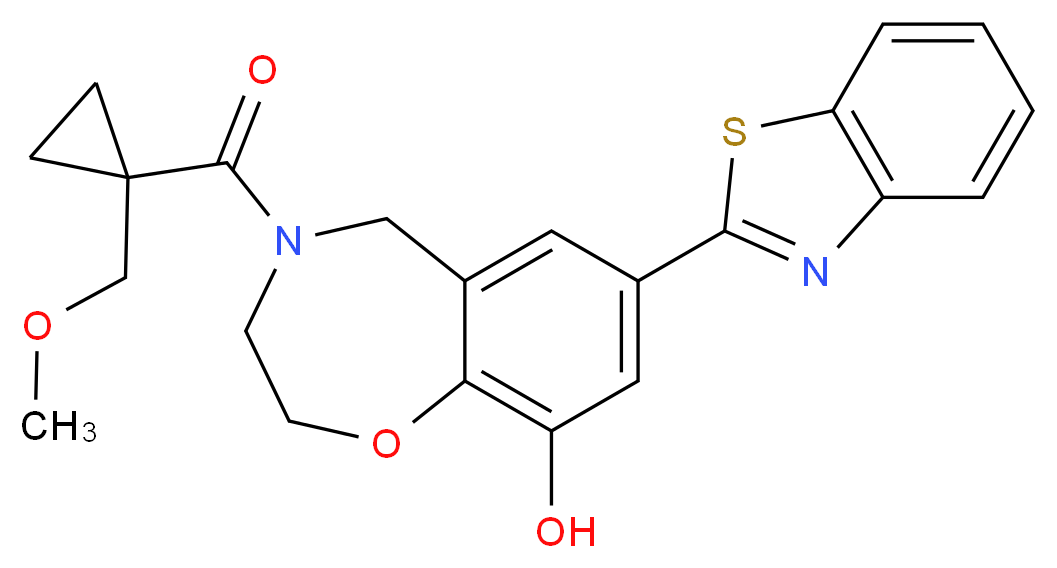 7-(1,3-benzothiazol-2-yl)-4-{[1-(methoxymethyl)cyclopropyl]carbonyl}-2,3,4,5-tetrahydro-1,4-benzoxazepin-9-ol_Molecular_structure_CAS_)