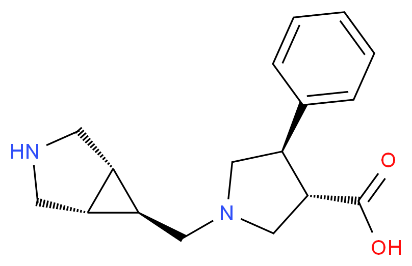 (3S*,4R*)-1-[(1R*,5S*,6r)-3-azabicyclo[3.1.0]hex-6-ylmethyl]-4-phenylpyrrolidine-3-carboxylic acid_Molecular_structure_CAS_)