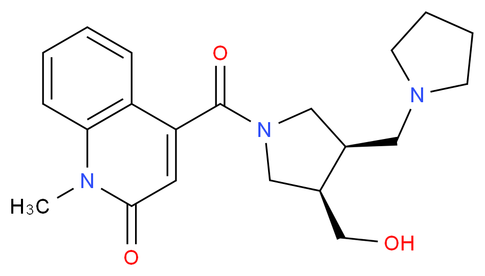 4-{[(3R*,4R*)-3-(hydroxymethyl)-4-(pyrrolidin-1-ylmethyl)pyrrolidin-1-yl]carbonyl}-1-methylquinolin-2(1H)-one_Molecular_structure_CAS_)