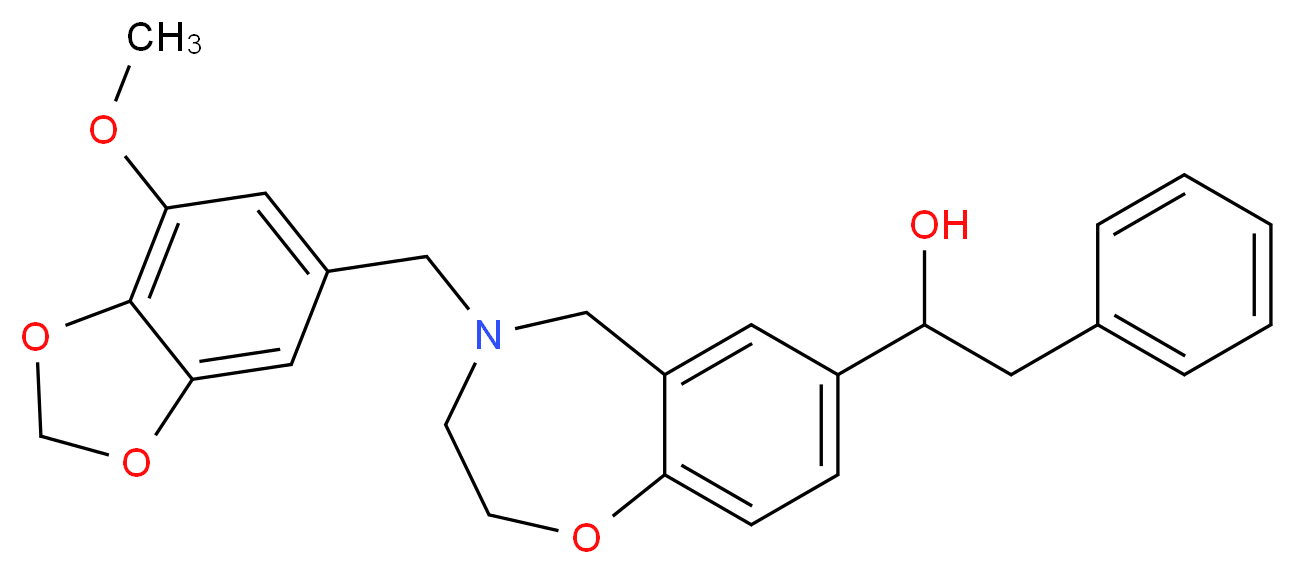 1-{4-[(7-methoxy-1,3-benzodioxol-5-yl)methyl]-2,3,4,5-tetrahydro-1,4-benzoxazepin-7-yl}-2-phenylethanol_Molecular_structure_CAS_)