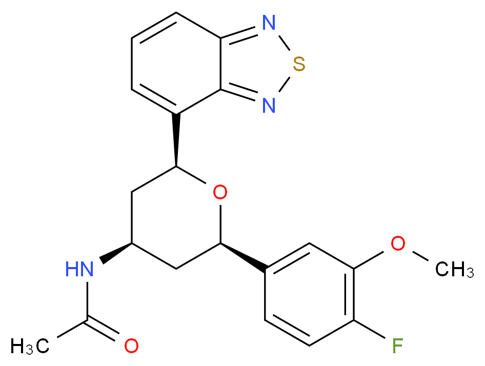 N-[(2S*,4R*,6R*)-2-(2,1,3-benzothiadiazol-4-yl)-6-(4-fluoro-3-methoxyphenyl)tetrahydro-2H-pyran-4-yl]acetamide_Molecular_structure_CAS_)