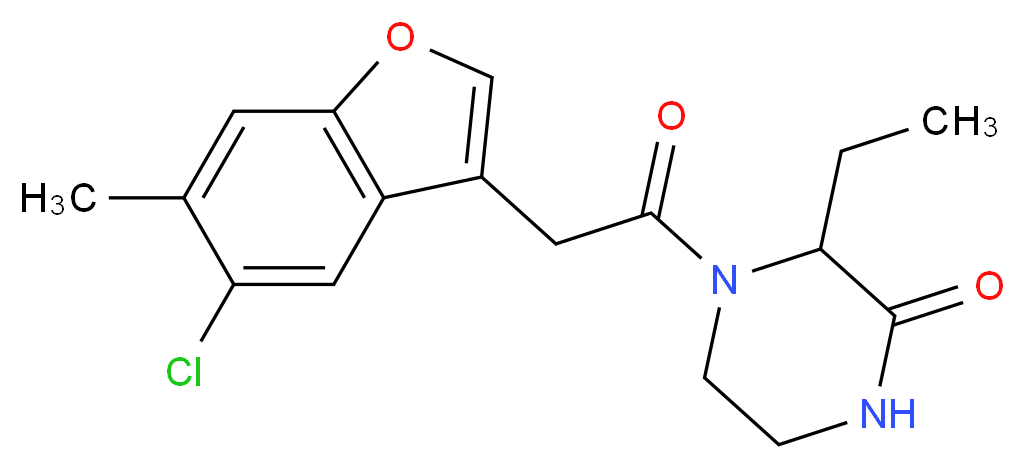 4-[(5-chloro-6-methyl-1-benzofuran-3-yl)acetyl]-3-ethylpiperazin-2-one_Molecular_structure_CAS_)