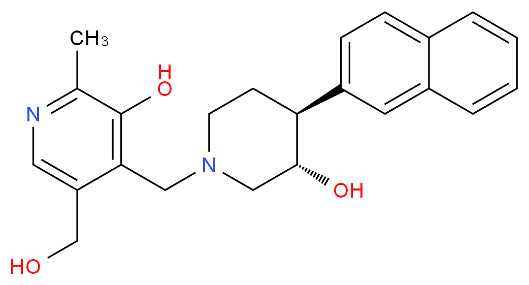5-(hydroxymethyl)-4-{[(3S*,4S*)-3-hydroxy-4-(2-naphthyl)piperidin-1-yl]methyl}-2-methylpyridin-3-ol_Molecular_structure_CAS_)