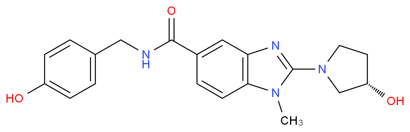 N-(4-hydroxybenzyl)-2-[(3S)-3-hydroxy-1-pyrrolidinyl]-1-methyl-1H-benzimidazole-5-carboxamide_Molecular_structure_CAS_)