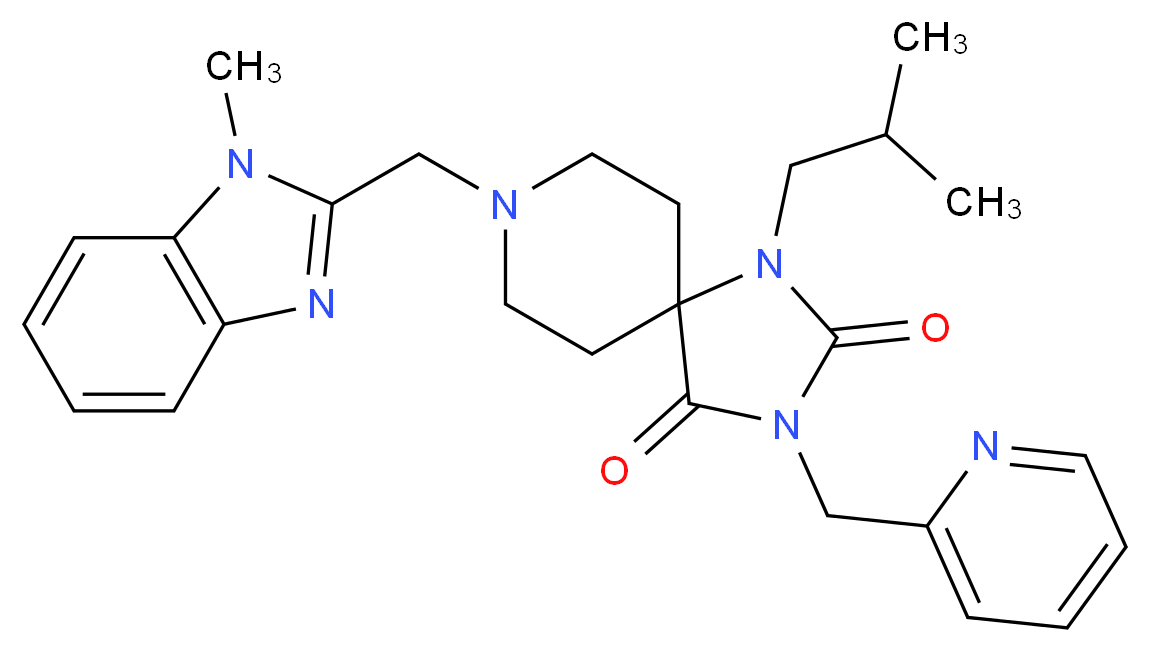 1-isobutyl-8-[(1-methyl-1H-benzimidazol-2-yl)methyl]-3-(2-pyridinylmethyl)-1,3,8-triazaspiro[4.5]decane-2,4-dione_Molecular_structure_CAS_)
