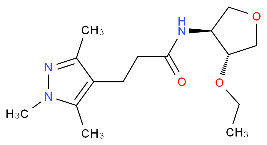 N-[(3S*,4R*)-4-ethoxytetrahydrofuran-3-yl]-3-(1,3,5-trimethyl-1H-pyrazol-4-yl)propanamide_Molecular_structure_CAS_)