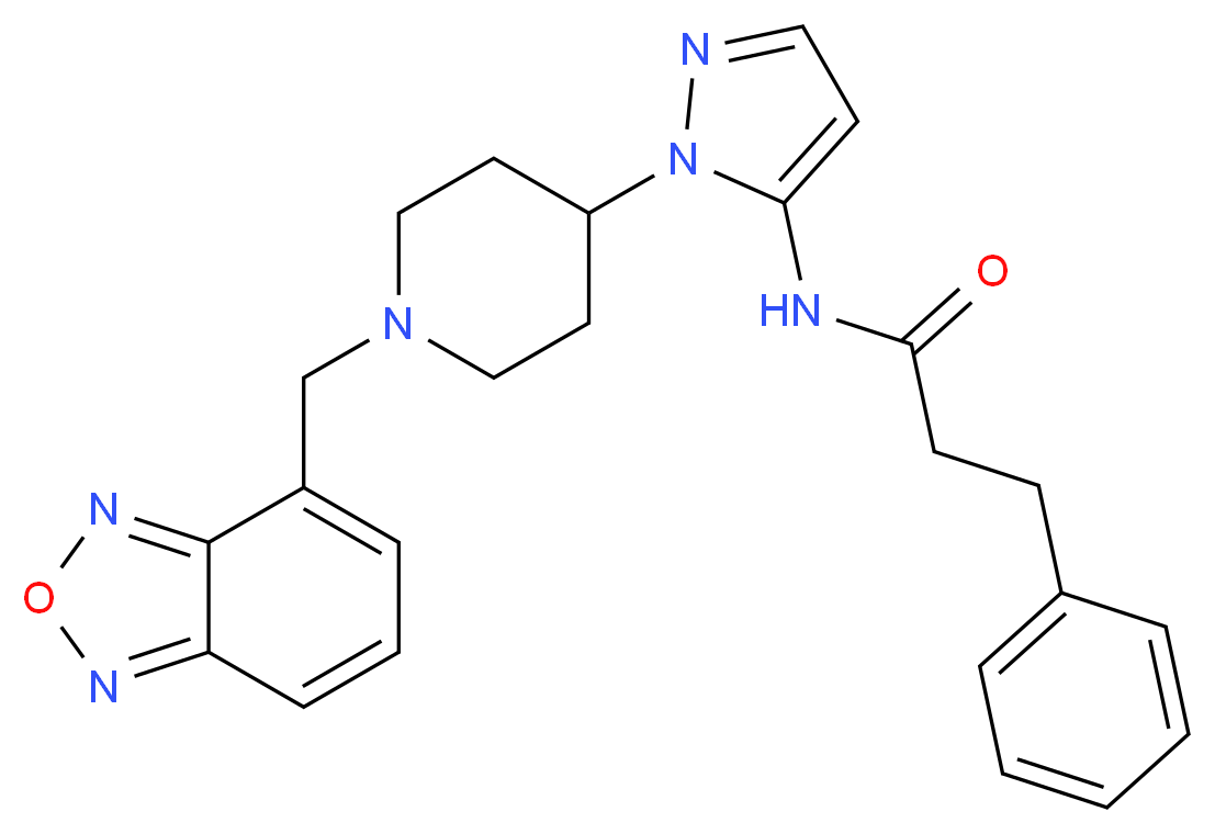 N-{1-[1-(2,1,3-benzoxadiazol-4-ylmethyl)-4-piperidinyl]-1H-pyrazol-5-yl}-3-phenylpropanamide_Molecular_structure_CAS_)