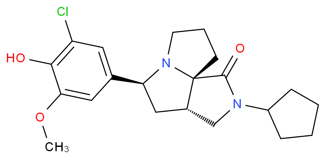 (3aS*,5S*,9aS*)-5-(3-chloro-4-hydroxy-5-methoxyphenyl)-2-cyclopentylhexahydro-7H-pyrrolo[3,4-g]pyrrolizin-1(2H)-one_Molecular_structure_CAS_)