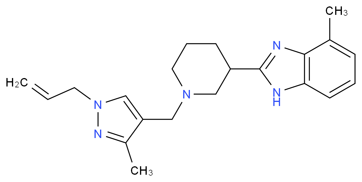 2-{1-[(1-allyl-3-methyl-1H-pyrazol-4-yl)methyl]piperidin-3-yl}-4-methyl-1H-benzimidazole_Molecular_structure_CAS_)