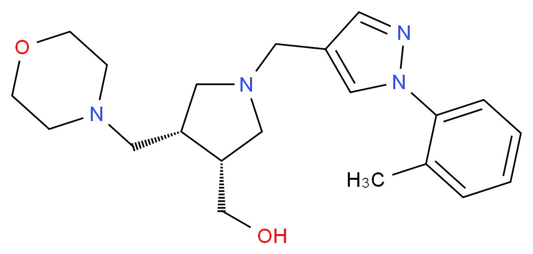 [(3R*,4S*)-1-{[1-(2-methylphenyl)-1H-pyrazol-4-yl]methyl}-4-(morpholin-4-ylmethyl)pyrrolidin-3-yl]methanol_Molecular_structure_CAS_)
