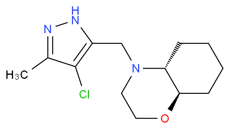 (4aR*,8aR*)-4-[(4-chloro-3-methyl-1H-pyrazol-5-yl)methyl]octahydro-2H-1,4-benzoxazine_Molecular_structure_CAS_)