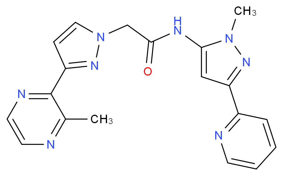 2-[3-(3-methylpyrazin-2-yl)-1H-pyrazol-1-yl]-N-(1-methyl-3-pyridin-2-yl-1H-pyrazol-5-yl)acetamide_Molecular_structure_CAS_)