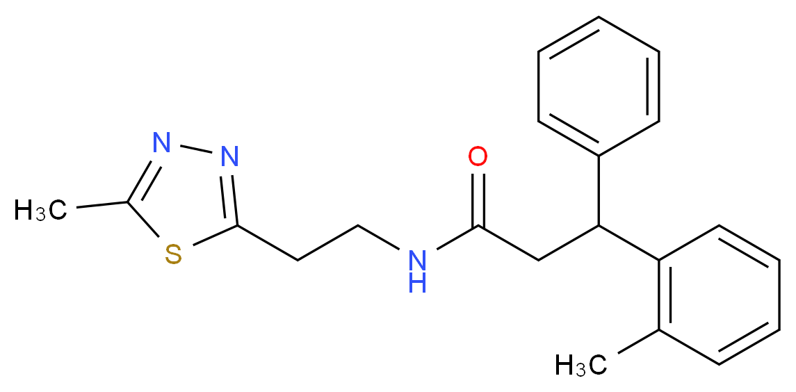 3-(2-methylphenyl)-N-[2-(5-methyl-1,3,4-thiadiazol-2-yl)ethyl]-3-phenylpropanamide_Molecular_structure_CAS_)