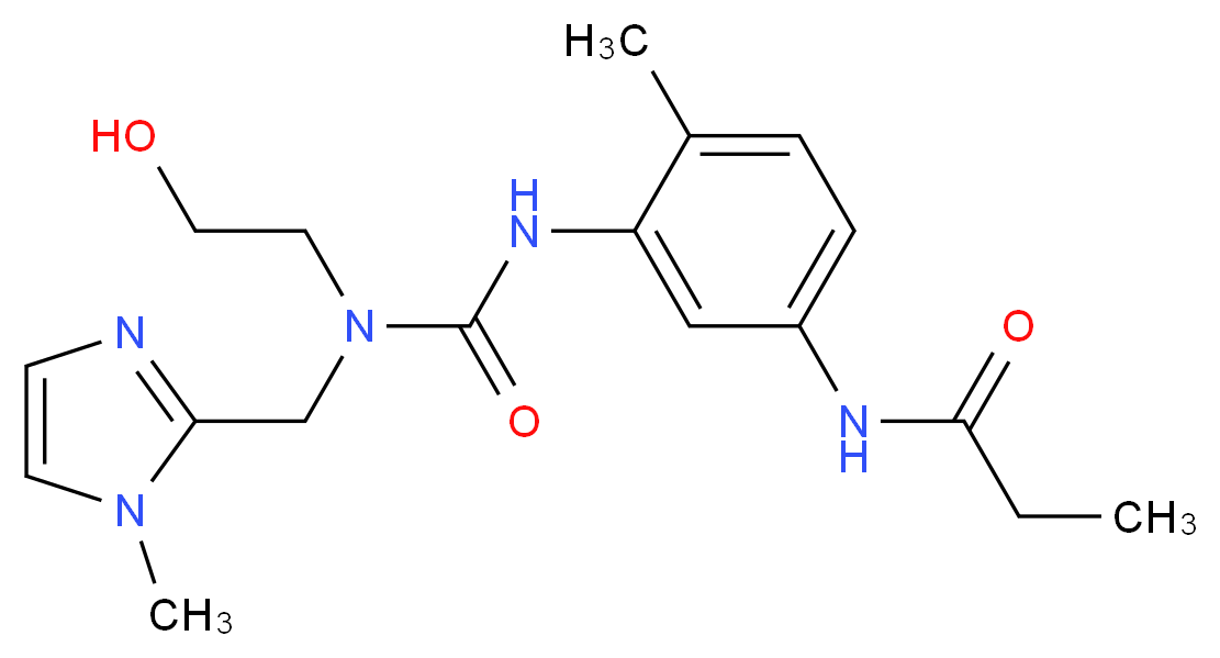 N-{3-[({(2-hydroxyethyl)[(1-methyl-1H-imidazol-2-yl)methyl]amino}carbonyl)amino]-4-methylphenyl}propanamide_Molecular_structure_CAS_)