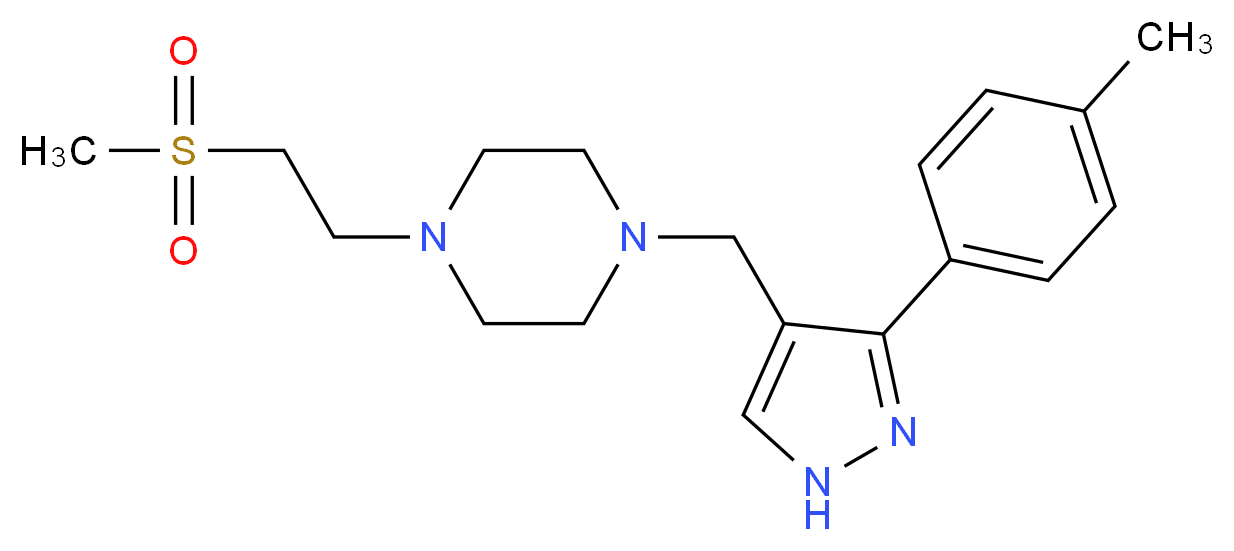 1-{[3-(4-methylphenyl)-1H-pyrazol-4-yl]methyl}-4-[2-(methylsulfonyl)ethyl]piperazine_Molecular_structure_CAS_)