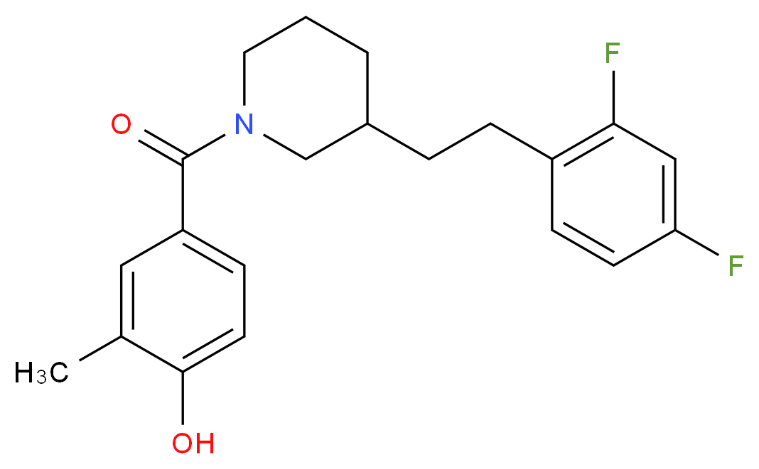 4-({3-[2-(2,4-difluorophenyl)ethyl]-1-piperidinyl}carbonyl)-2-methylphenol_Molecular_structure_CAS_)