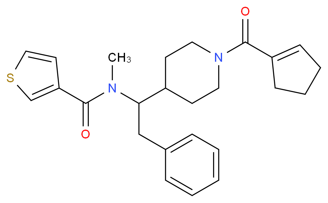 N-{1-[1-(1-cyclopenten-1-ylcarbonyl)-4-piperidinyl]-2-phenylethyl}-N-methyl-3-thiophenecarboxamide_Molecular_structure_CAS_)