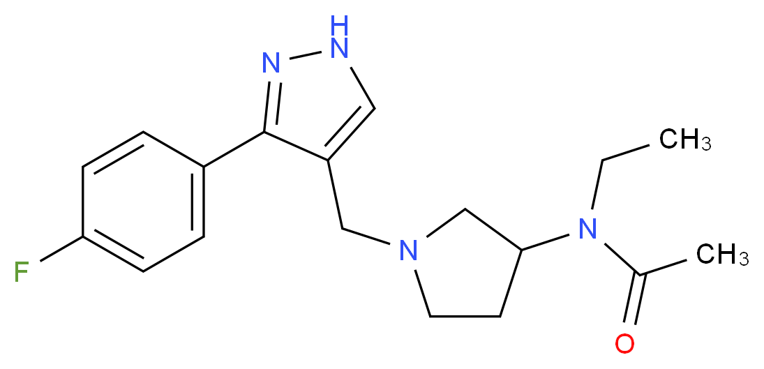 N-ethyl-N-(1-{[3-(4-fluorophenyl)-1H-pyrazol-4-yl]methyl}pyrrolidin-3-yl)acetamide_Molecular_structure_CAS_)