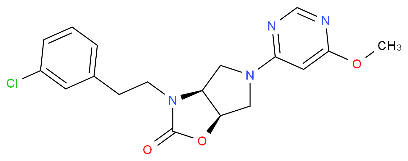 (3aS*,6aR*)-3-[2-(3-chlorophenyl)ethyl]-5-(6-methoxy-4-pyrimidinyl)hexahydro-2H-pyrrolo[3,4-d][1,3]oxazol-2-one_Molecular_structure_CAS_)