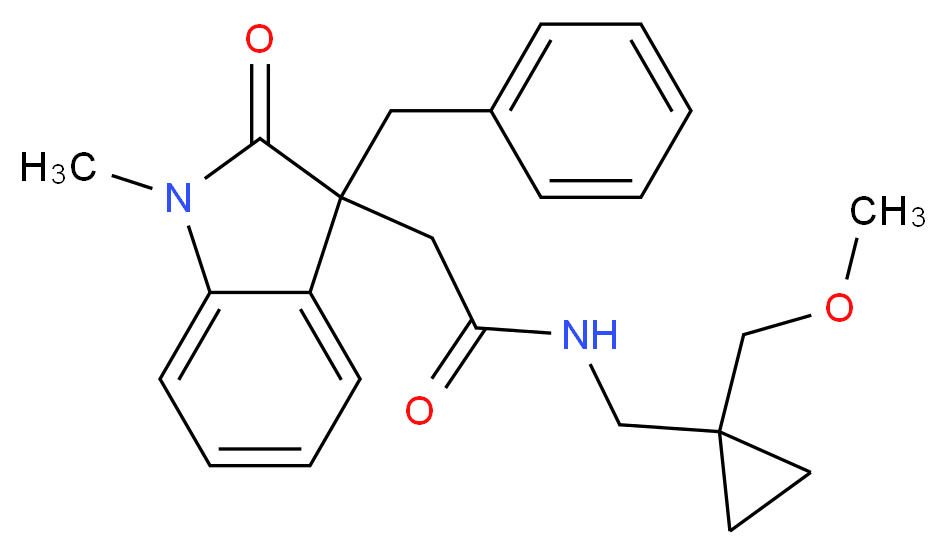 2-(3-benzyl-1-methyl-2-oxo-2,3-dihydro-1H-indol-3-yl)-N-{[1-(methoxymethyl)cyclopropyl]methyl}acetamide_Molecular_structure_CAS_)