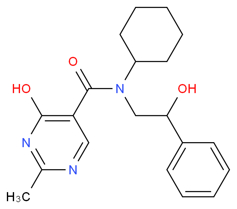 N-cyclohexyl-4-hydroxy-N-(2-hydroxy-2-phenylethyl)-2-methylpyrimidine-5-carboxamide_Molecular_structure_CAS_)