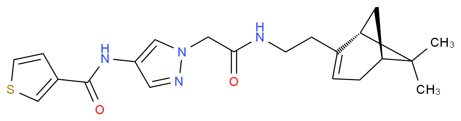 N-{1-[2-({2-[(1R,5S)-6,6-dimethylbicyclo[3.1.1]hept-2-en-2-yl]ethyl}amino)-2-oxoethyl]-1H-pyrazol-4-yl}-3-thiophenecarboxamide_Molecular_structure_CAS_)