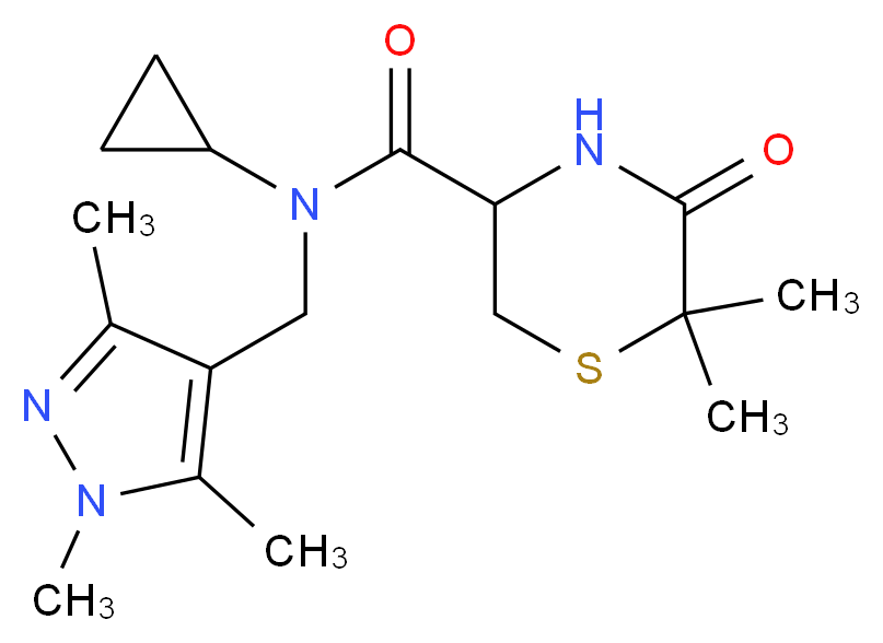 N-cyclopropyl-6,6-dimethyl-5-oxo-N-[(1,3,5-trimethyl-1H-pyrazol-4-yl)methyl]thiomorpholine-3-carboxamide_Molecular_structure_CAS_)