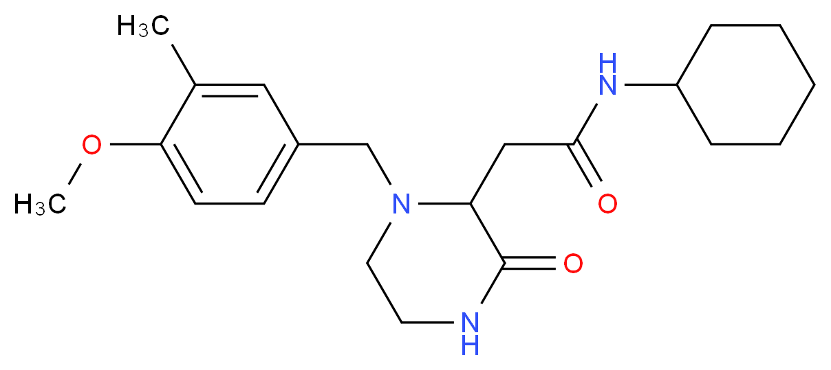 N-cyclohexyl-2-[1-(4-methoxy-3-methylbenzyl)-3-oxo-2-piperazinyl]acetamide_Molecular_structure_CAS_)