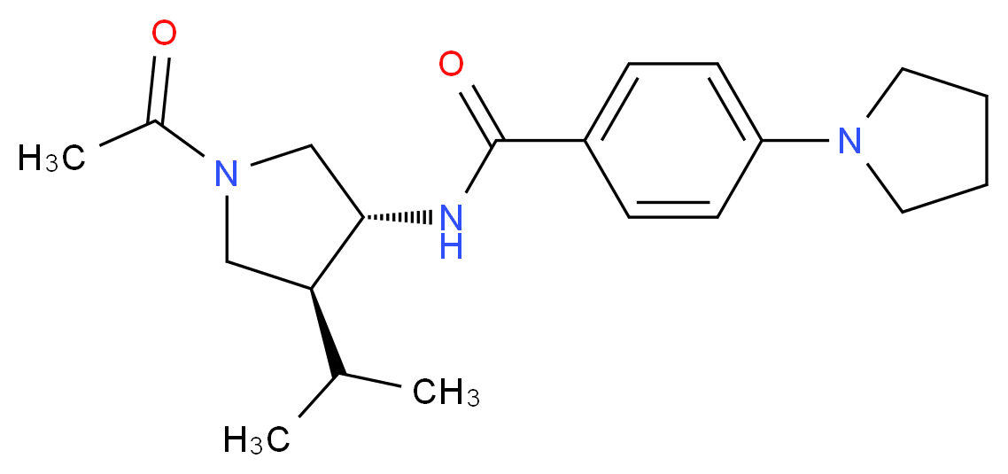 N-[(3R*,4S*)-1-acetyl-4-isopropyl-3-pyrrolidinyl]-4-(1-pyrrolidinyl)benzamide_Molecular_structure_CAS_)