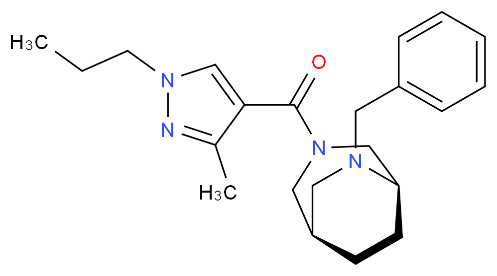 (1R*,5R*)-6-benzyl-3-[(3-methyl-1-propyl-1H-pyrazol-4-yl)carbonyl]-3,6-diazabicyclo[3.2.2]nonane_Molecular_structure_CAS_)