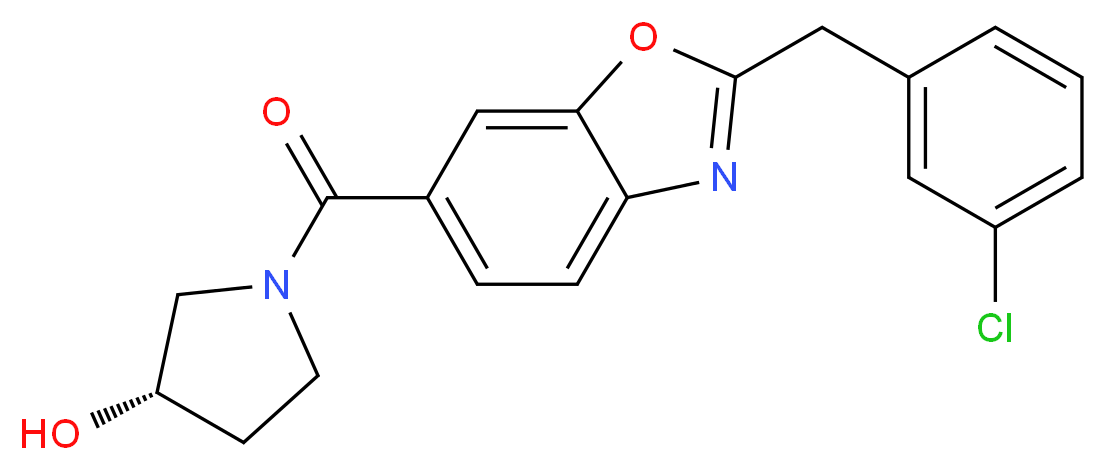 (3S)-1-{[2-(3-chlorobenzyl)-1,3-benzoxazol-6-yl]carbonyl}-3-pyrrolidinol_Molecular_structure_CAS_)