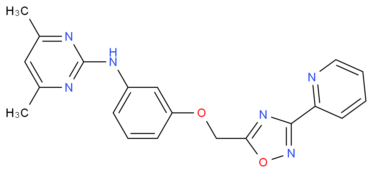 4,6-dimethyl-N-(3-{[3-(2-pyridinyl)-1,2,4-oxadiazol-5-yl]methoxy}phenyl)-2-pyrimidinamine_Molecular_structure_CAS_)