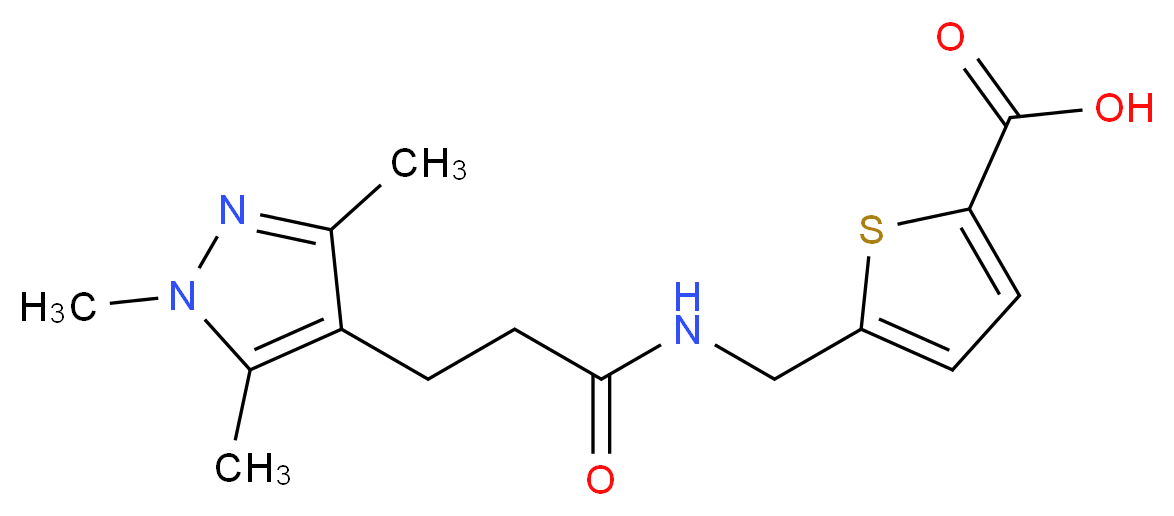5-({[3-(1,3,5-trimethyl-1H-pyrazol-4-yl)propanoyl]amino}methyl)-2-thiophenecarboxylic acid_Molecular_structure_CAS_)