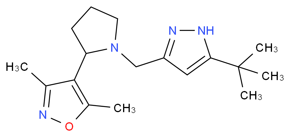 4-{1-[(5-tert-butyl-1H-pyrazol-3-yl)methyl]pyrrolidin-2-yl}-3,5-dimethylisoxazole_Molecular_structure_CAS_)