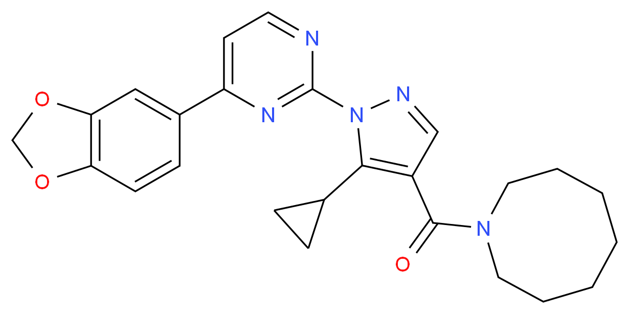 1-({1-[4-(1,3-benzodioxol-5-yl)-2-pyrimidinyl]-5-cyclopropyl-1H-pyrazol-4-yl}carbonyl)azocane_Molecular_structure_CAS_)