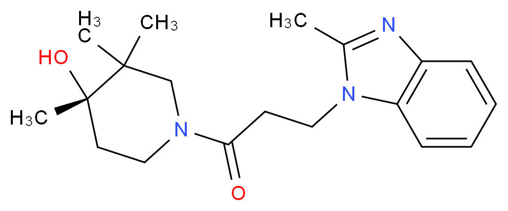 (4S*)-3,3,4-trimethyl-1-[3-(2-methyl-1H-benzimidazol-1-yl)propanoyl]piperidin-4-ol_Molecular_structure_CAS_)