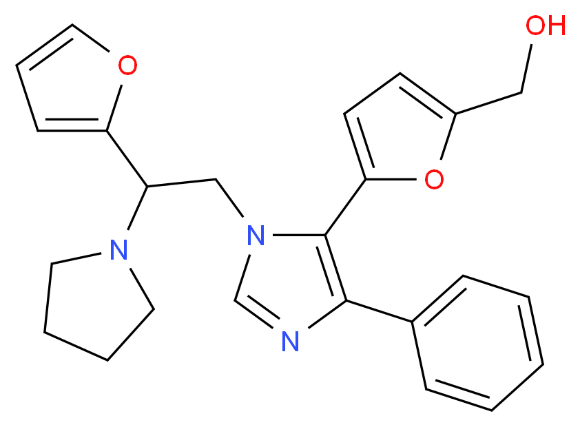 (5-{1-[2-(2-furyl)-2-pyrrolidin-1-ylethyl]-4-phenyl-1H-imidazol-5-yl}-2-furyl)methanol_Molecular_structure_CAS_)