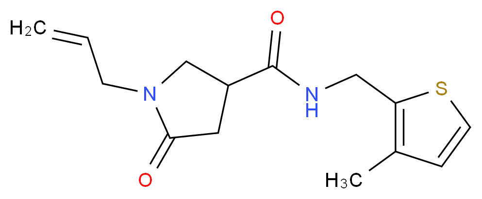 1-allyl-N-[(3-methyl-2-thienyl)methyl]-5-oxopyrrolidine-3-carboxamide_Molecular_structure_CAS_)