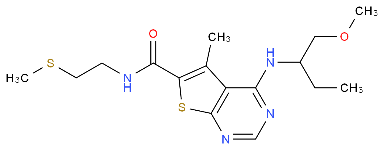4-{[1-(methoxymethyl)propyl]amino}-5-methyl-N-[2-(methylthio)ethyl]thieno[2,3-d]pyrimidine-6-carboxamide_Molecular_structure_CAS_)