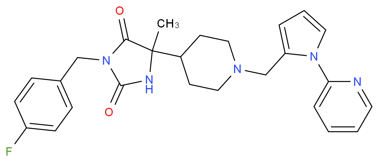 3-(4-fluorobenzyl)-5-methyl-5-(1-{[1-(2-pyridinyl)-1H-pyrrol-2-yl]methyl}-4-piperidinyl)-2,4-imidazolidinedione_Molecular_structure_CAS_)