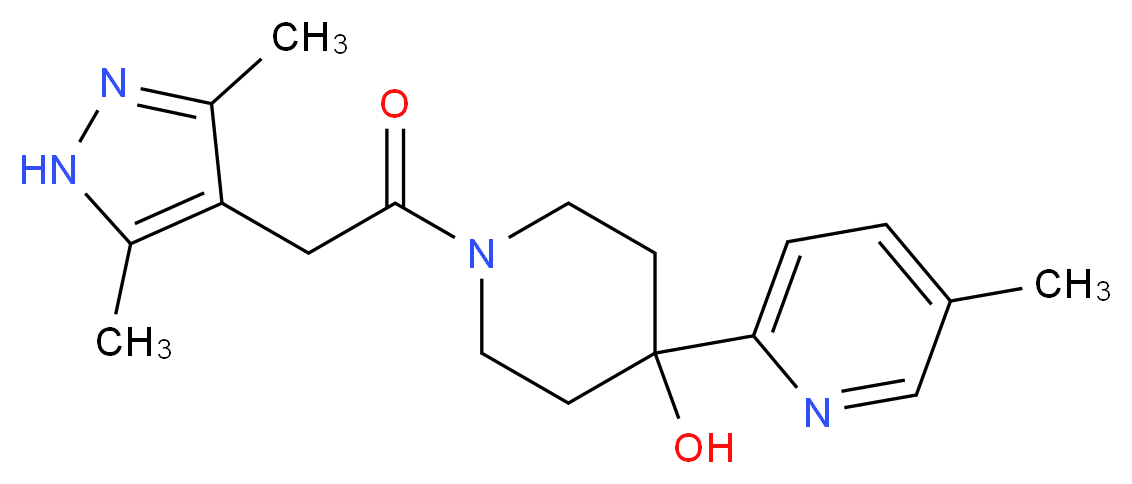 1-[(3,5-dimethyl-1H-pyrazol-4-yl)acetyl]-4-(5-methylpyridin-2-yl)piperidin-4-ol_Molecular_structure_CAS_)