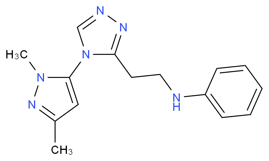 N-{2-[4-(1,3-dimethyl-1H-pyrazol-5-yl)-4H-1,2,4-triazol-3-yl]ethyl}aniline_Molecular_structure_CAS_)
