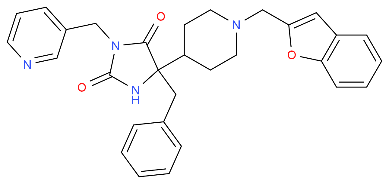 5-[1-(1-benzofuran-2-ylmethyl)-4-piperidinyl]-5-benzyl-3-(3-pyridinylmethyl)-2,4-imidazolidinedione_Molecular_structure_CAS_)