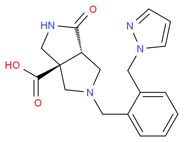 (3aR*,6aS*)-1-oxo-5-[2-(1H-pyrazol-1-ylmethyl)benzyl]hexahydropyrrolo[3,4-c]pyrrole-3a(1H)-carboxylic acid_Molecular_structure_CAS_)