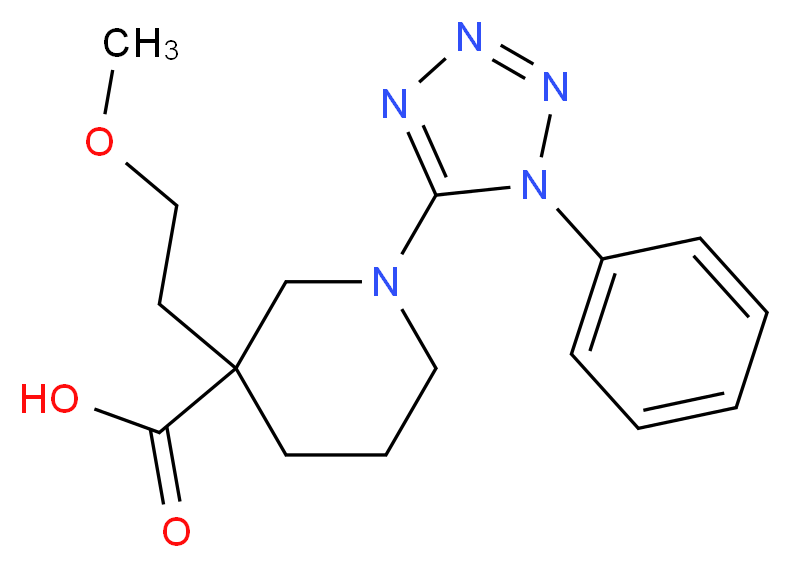 3-(2-methoxyethyl)-1-(1-phenyl-1H-tetrazol-5-yl)piperidine-3-carboxylic acid_Molecular_structure_CAS_)