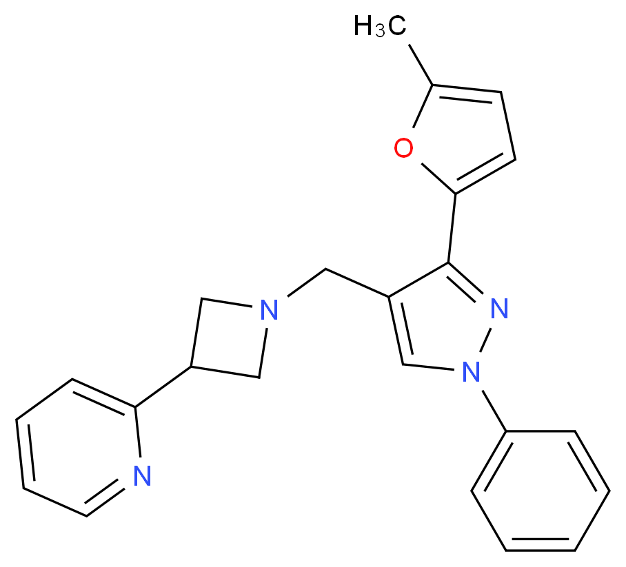 2-(1-{[3-(5-methyl-2-furyl)-1-phenyl-1H-pyrazol-4-yl]methyl}-3-azetidinyl)pyridine_Molecular_structure_CAS_)