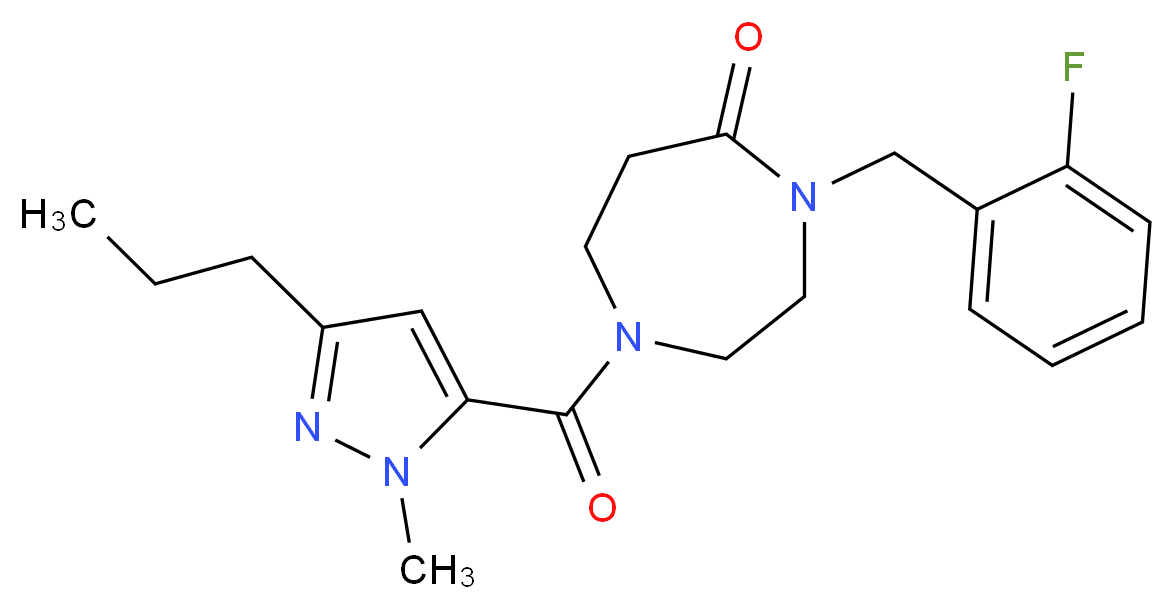 4-(2-fluorobenzyl)-1-[(1-methyl-3-propyl-1H-pyrazol-5-yl)carbonyl]-1,4-diazepan-5-one_Molecular_structure_CAS_)