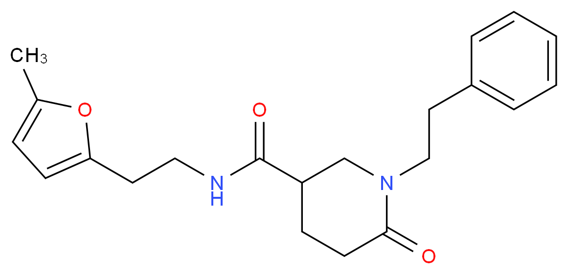 N-[2-(5-methyl-2-furyl)ethyl]-6-oxo-1-(2-phenylethyl)-3-piperidinecarboxamide_Molecular_structure_CAS_)